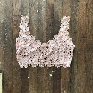 Vintage Pink Lacy Crop Top